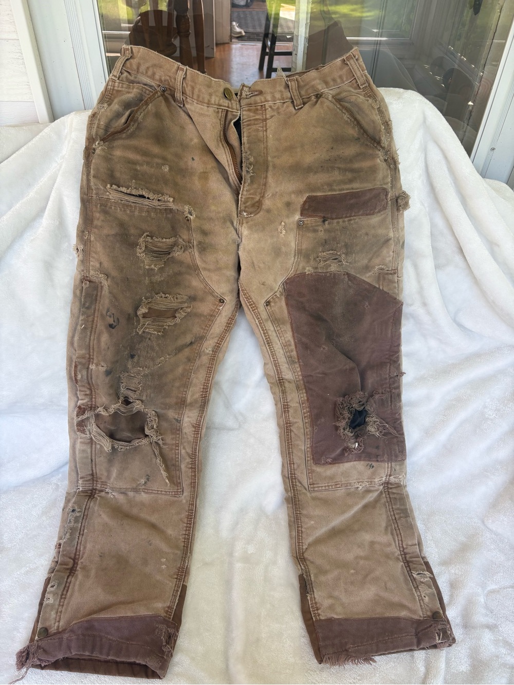 Carhartt Tan/Brown Distressed Cargo Work Pants